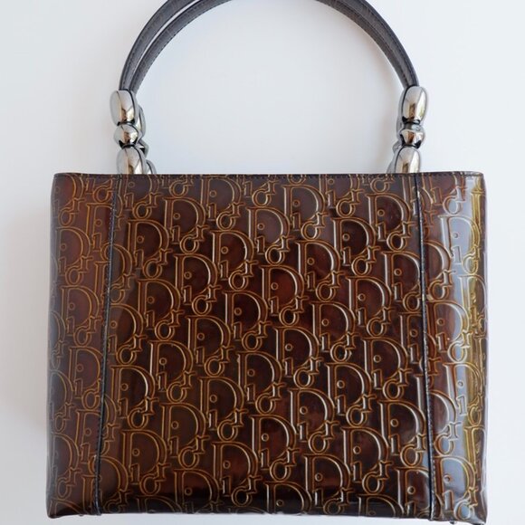 Authentic Preowned Christian Dior Brown Patent Leather Maris Pearl Handbag - Picture 6 of 16